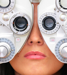 Girl having an eye test